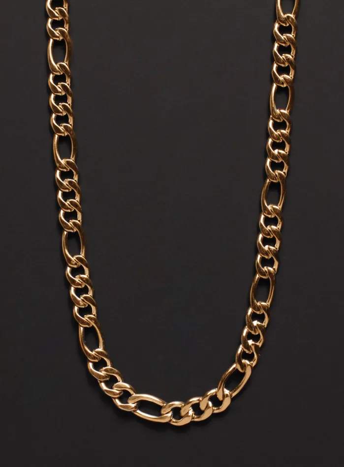 Necklaces We Are All Smith 6mm Gold Figaro Chain Necklace for Men Necklaces We Are All Smith 6mm Gold Figaro Chain Necklace for Men