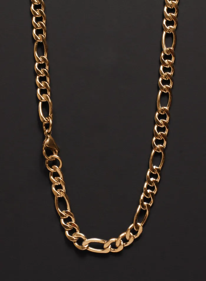 Necklaces We Are All Smith 6mm Gold Figaro Chain Necklace for Men Necklaces We Are All Smith 6mm Gold Figaro Chain Necklace for Men