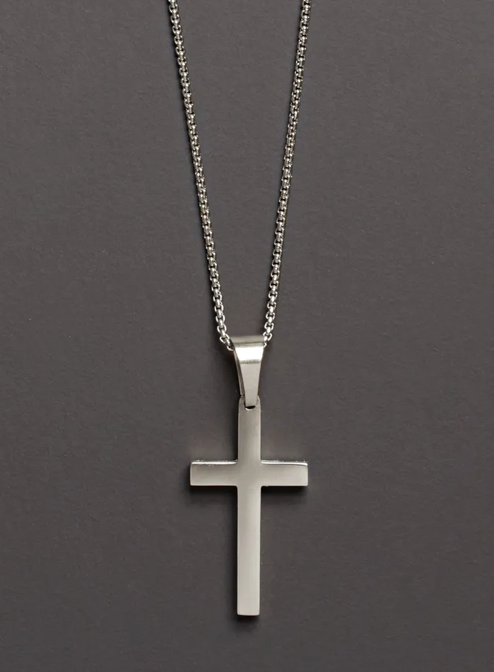 Necklaces We Are All Smith LARGE STAINLESS STEEL CROSS NECKLACE FOR MEN