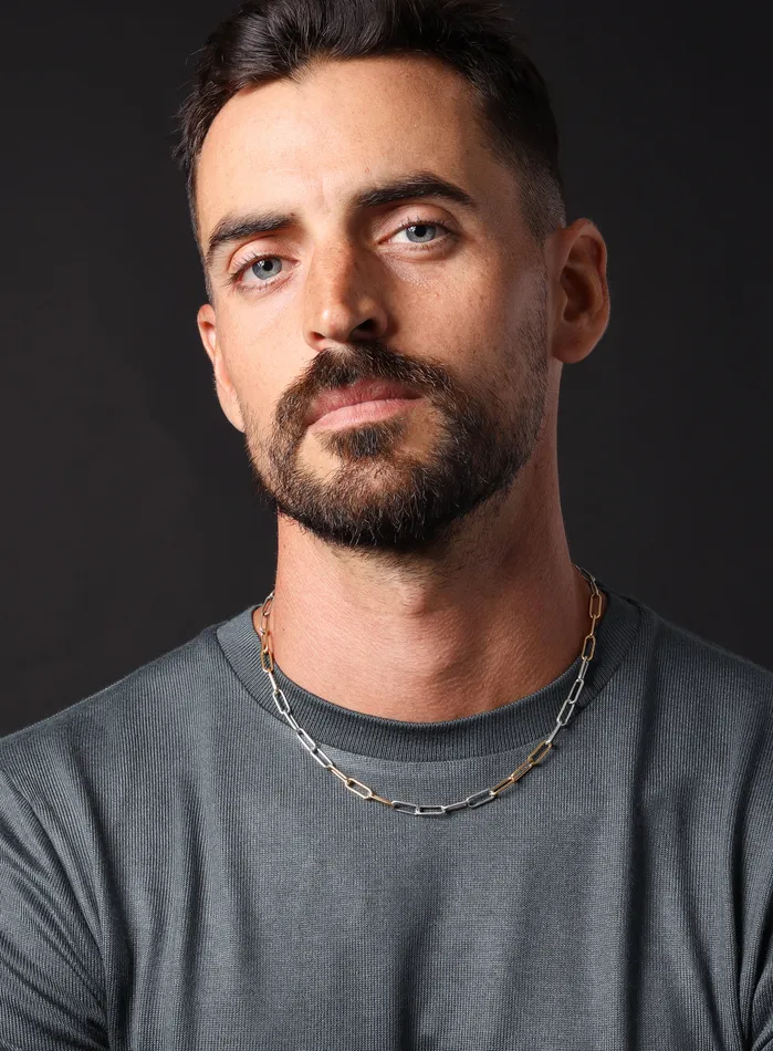 Necklaces WE ARE ALL SMITH Mens Jewelry Clothing 14K Gold Filled and 025 Oxidized Sterling Clip Chain