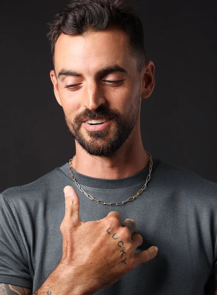Necklaces WE ARE ALL SMITH Mens Jewelry Clothing 14K Gold Filled and 025 Oxidized Sterling Clip Chain