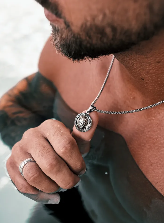 Necklaces WE ARE ALL SMITH Mens Jewelry Clothing Waterproof Buddha Head Pendant Necklace Necklaces WE ARE ALL SMITH Mens Jewelry Clothing Waterproof Buddha Head Pendant Necklace