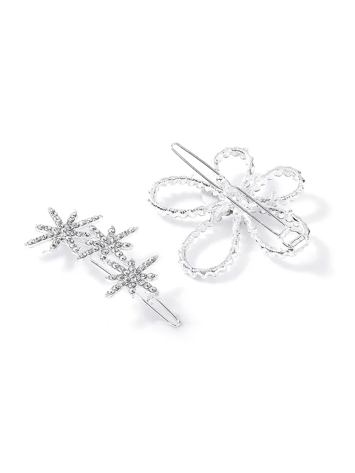 Necklaces Yellow Chimes 5 PCs Hair Clips for Women Crystal Fancy Hairpins Hair Accessories for Women Girls Silver Medium YCHACLWM037MC Yellow Chimes