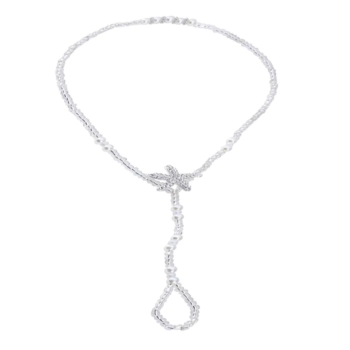 Necklaces Yellow Chimes Beads Anklets with Toe Ring for Women Beach Anklet Chain with Starfish Ladys Beach Wedding Foot Jewelry For Women and Girls Yellow Chimes
