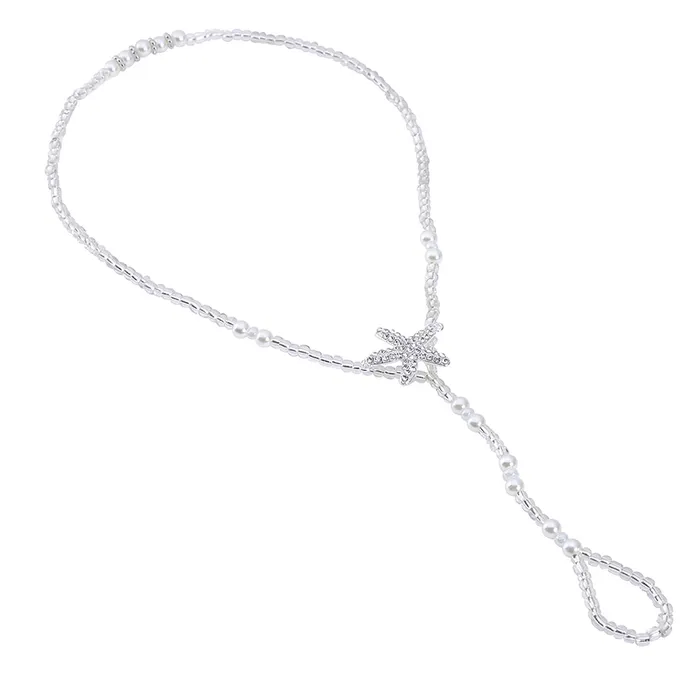 Necklaces Yellow Chimes Beads Anklets with Toe Ring for Women Beach Anklet Chain with Starfish Ladys Beach Wedding Foot Jewelry For Women and Girls Yellow Chimes