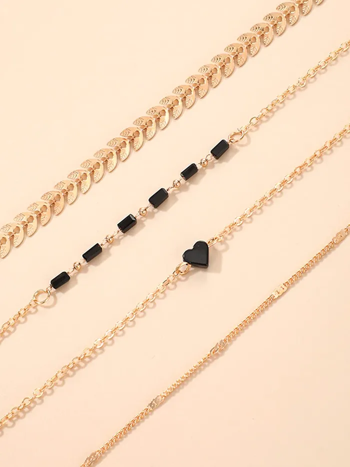 Necklaces Yellow Chimes Bracelet for Women and Girls Fashion Heart Chain Bracelets for Women 4 Pcs Stackable Bead Bracelet Stretch Beaded Layered Bracelet Birthday Gift For girls and Women Yellow Chimes