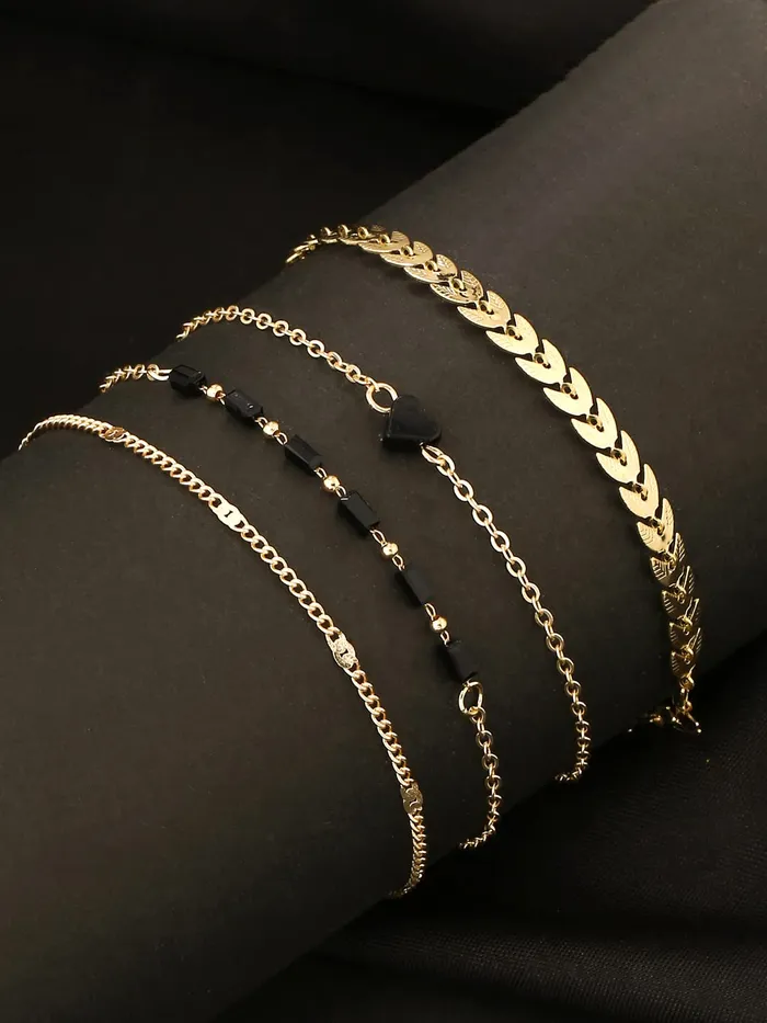 Necklaces Yellow Chimes Bracelet for Women and Girls Fashion Heart Chain Bracelets for Women 4 Pcs Stackable Bead Bracelet Stretch Beaded Layered Bracelet Birthday Gift For girls and Women Yellow Chimes