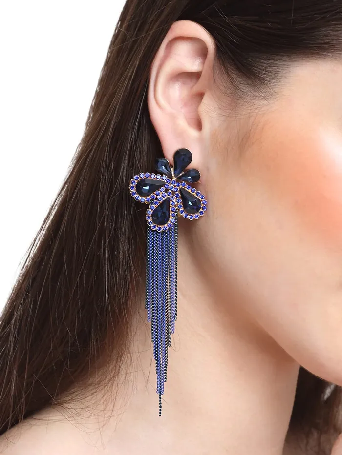 Necklaces Yellow Chimes Crystal Danglers Earrings for Women Floral Shaped Crystal Long Chain Dangler Earrings for Women and Girls Purple Yellow Chimes