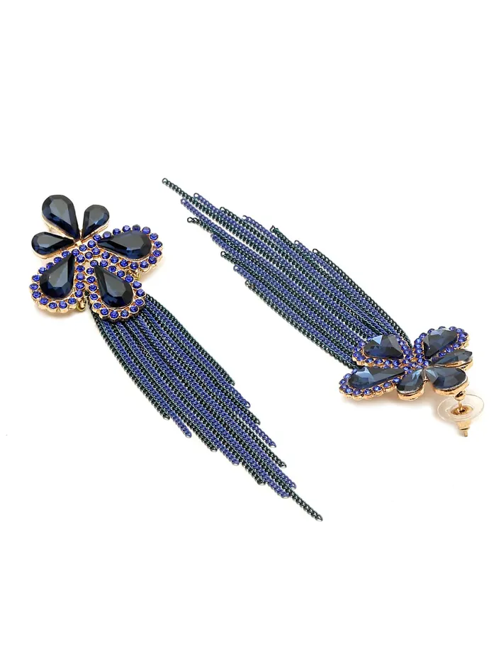 Necklaces Yellow Chimes Crystal Danglers Earrings for Women Floral Shaped Crystal Long Chain Dangler Earrings for Women and Girls Purple Yellow Chimes