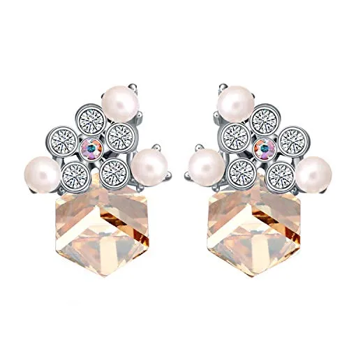 Necklaces Yellow Chimes Crystals from Swarovski Platinum Plated Cube Crystal Earrings for Women and Girls Topaz Yellow Chimes Necklaces Yellow Chimes Crystals from Swarovski Platinum Plated Cube Crystal Earrings for Women and Girls Topaz Yellow Chimes