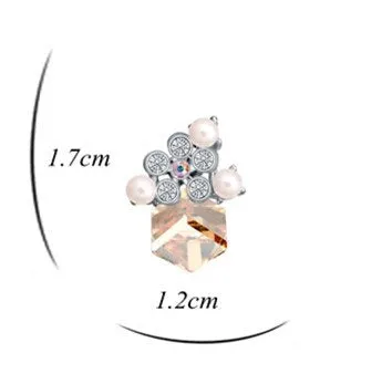 Necklaces Yellow Chimes Crystals from Swarovski Platinum Plated Cube Crystal Earrings for Women and Girls Topaz Yellow Chimes