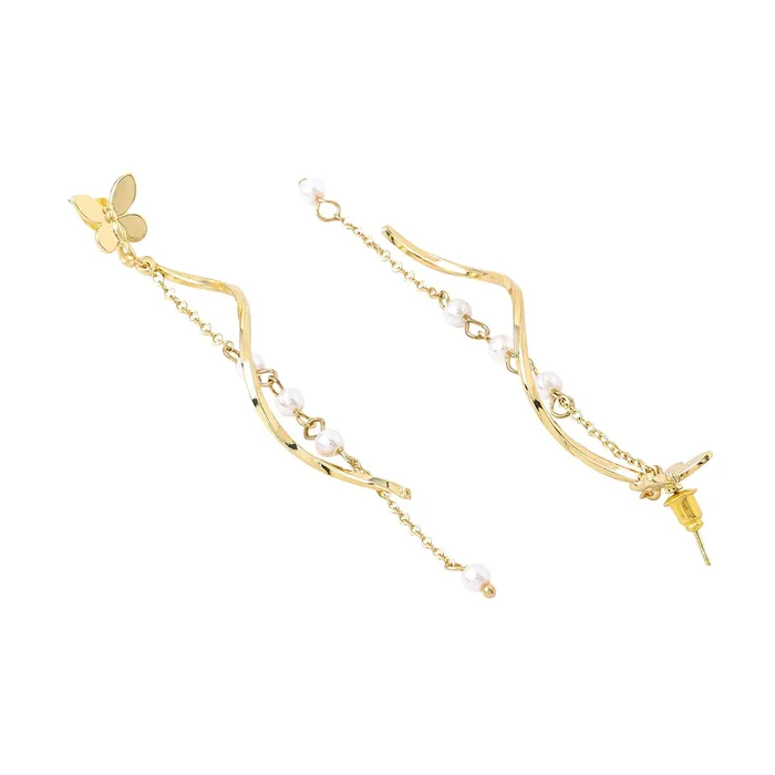 Necklaces Yellow Chimes Earrings For Women Gold Tone Butterfly Shape Stud Twist Wire Drop Dangle Earrings For Women and Girls Yellow Chimes