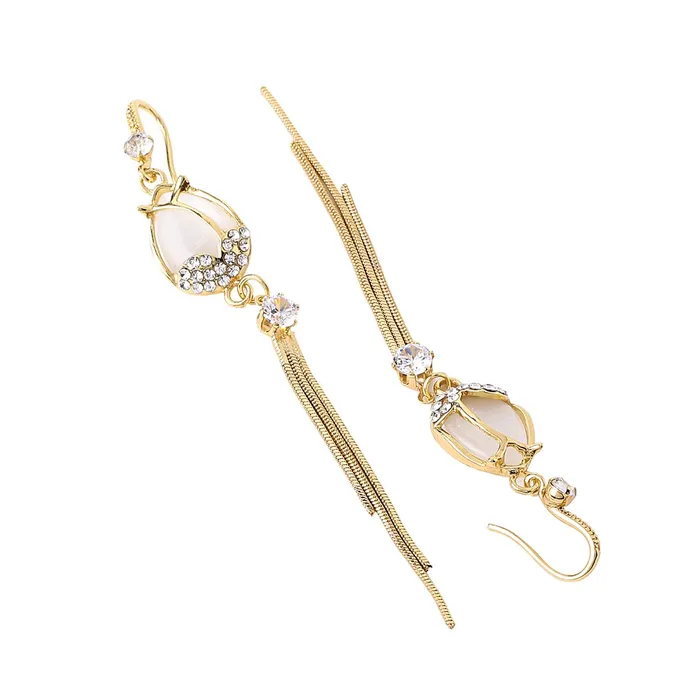 Necklaces Yellow Chimes Earrings For Women Gold Tone Crystal Long Chain Tassel Dangler Earrings For Women and Girls Yellow Chimes