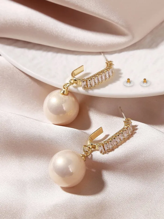 Necklaces Yellow Chimes Earrings For Women Rose Gold Toned Crystal Studded Pearl Hanging Drop Earrings For Women and Girls Yellow Chimes