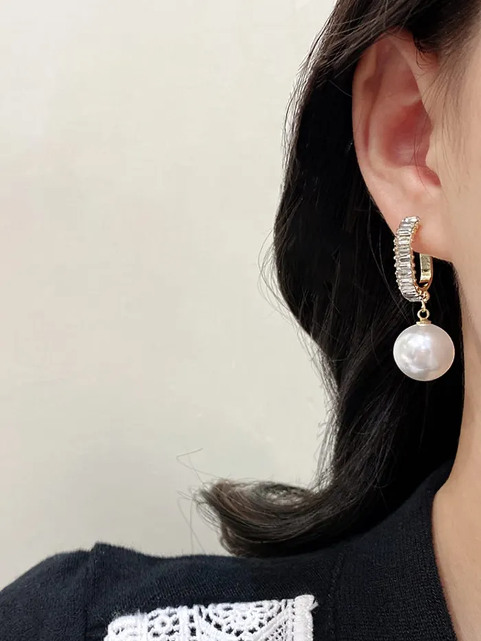 Necklaces Yellow Chimes Earrings For Women Rose Gold Toned Crystal Studded Pearl Hanging Drop Earrings For Women and Girls Yellow Chimes