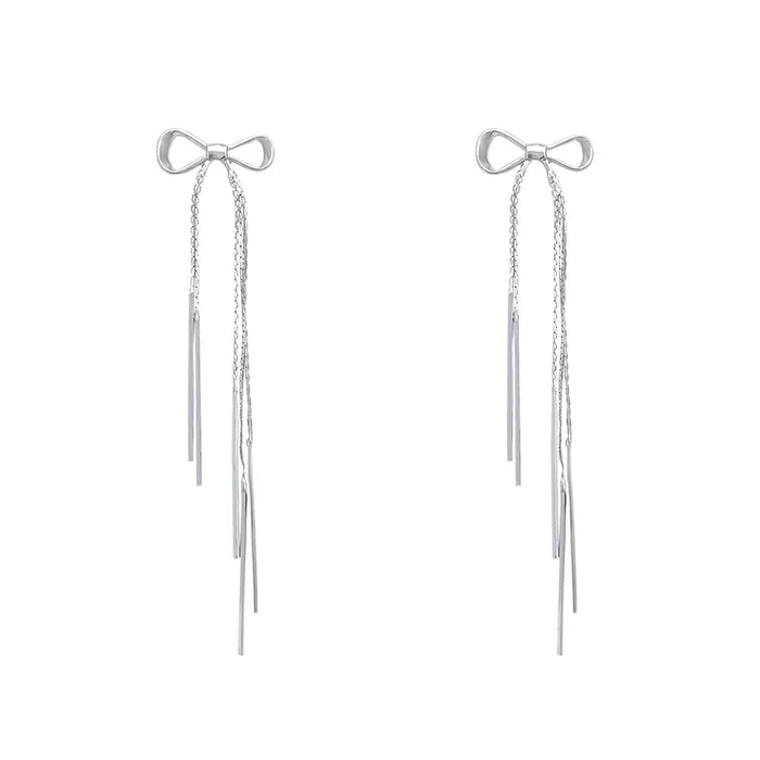 Necklaces Yellow Chimes Earrings For Women Silver Toned Bow Shaped Chain Hanging Dangler Earrings For Women and Girls Yellow Chimes Necklaces Yellow Chimes Earrings For Women Silver Toned Bow Shaped Chain Hanging Dangler Earrings For Women and Girls Yellow Chimes