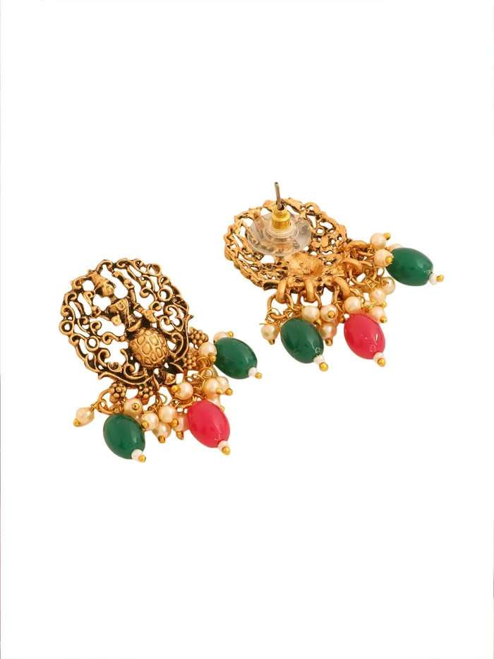 Necklaces Yellow Chimes Jewellery Set for Women Gold Plated Traditional Temple Jewelry Set Antique Necklace Set with Earrings and Maangtikka for Women and Girls JS 18 Yellow Chimes