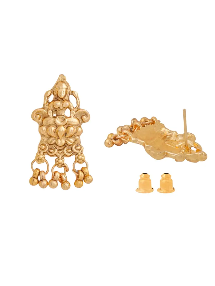 Necklaces Yellow Chimes Jewellery Set Gold Plated Choker Necklace with Lakshmi Motifs Earrings Included Adjustable Gold