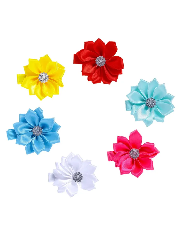 Necklaces Yellow Chimes Melbees by Yellow Chimes Combo of 3 Stretcheable Hair Bands and 6 Floral Big Hair Clips Hair Accessories for Baby Infant Pack of 9 MultiColor Medium