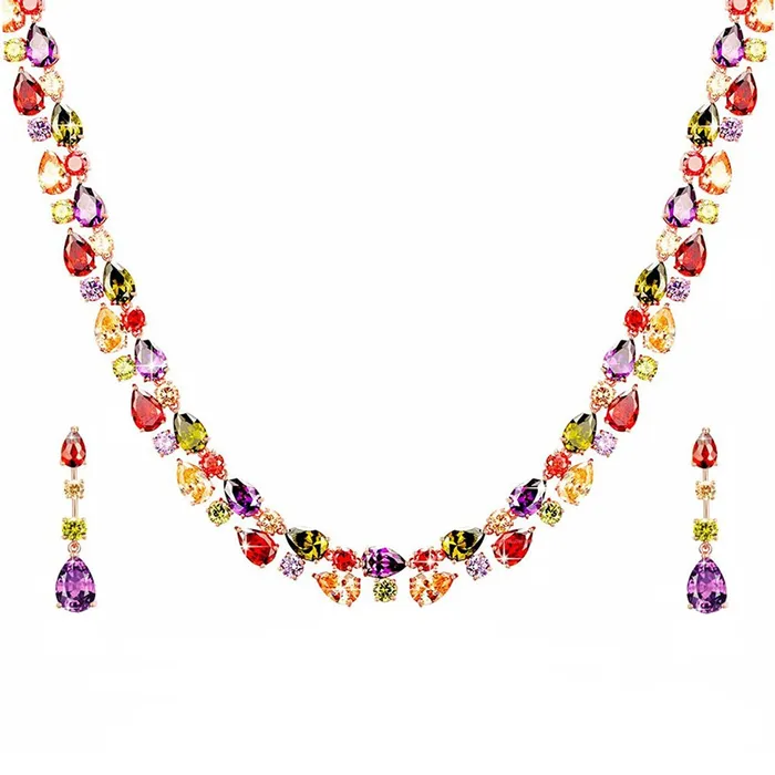 Necklaces Yellow Chimes Multicolor Jewellery Set for Women Swiss Cubic Zirconia 18K Rose Gold Plated Necklace Set for Women and Girls Yellow Chimes Necklaces Yellow Chimes Multicolor Jewellery Set for Women Swiss Cubic Zirconia 18K Rose Gold Plated Necklace Set for Women and Girls Yellow Chimes