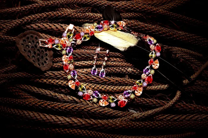 Necklaces Yellow Chimes Multicolor Jewellery Set for Women Swiss Cubic Zirconia 18K Rose Gold Plated Necklace Set for Women and Girls Yellow Chimes