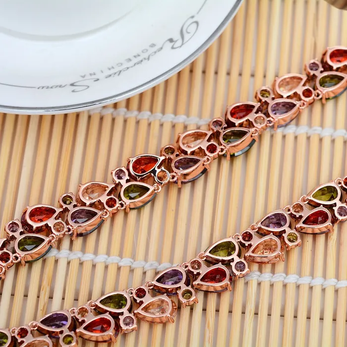 Necklaces Yellow Chimes Multicolor Jewellery Set for Women Swiss Cubic Zirconia 18K Rose Gold Plated Necklace Set for Women and Girls Yellow Chimes