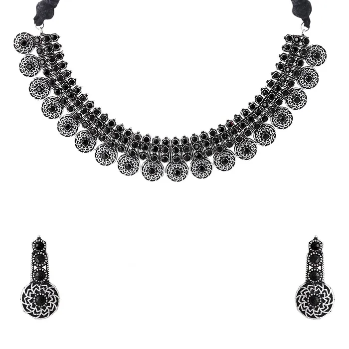 Necklaces Yellow Chimes Oxidised Jewellery Set for Women Silver Oxidised Jewelry Studded Multicolor Stoned Choker Necklace Set With Earrings for Women and Girls Style 6 Yellow Chimes Necklaces Yellow Chimes Oxidised Jewellery Set for Women Silver Oxidised Jewelry Studded Multicolor Stoned Choker Necklace Set With Earrings for Women and Girls Style 6 Yellow Chimes