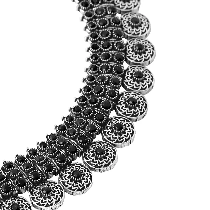 Necklaces Yellow Chimes Oxidised Jewellery Set for Women Silver Oxidised Jewelry Studded Multicolor Stoned Choker Necklace Set With Earrings for Women and Girls Style 6 Yellow Chimes