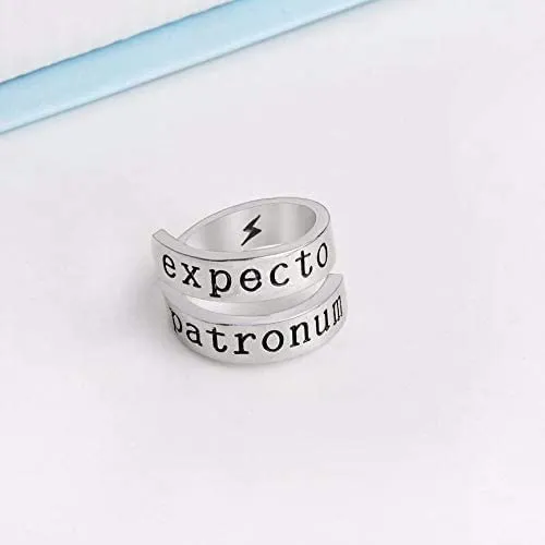 Necklaces Yellow Chimes Rings for MenHarry Potter Spell Expecto Patronum Twisted Silver Ring for Girls and Boys Yellow Chimes