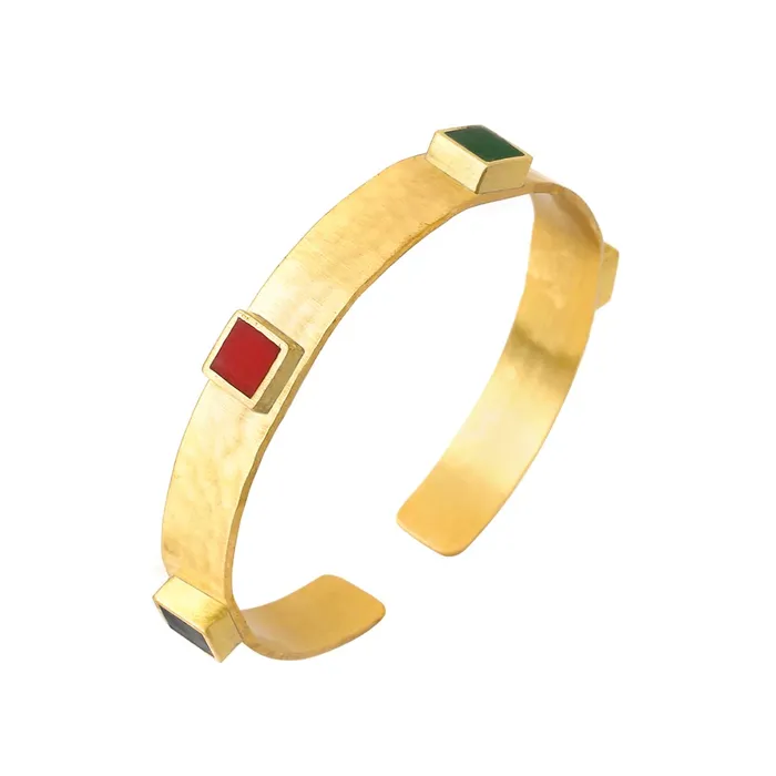 Necklaces Yellow Chimes Yellow Chimes Bracelet for Women and Girls Cuff Kadaa Bracelets Gold Plated Multicolor Stone Studded Hand Cuff Kadaa Bracelet Birthday Gift For girls and women Anniversary Gift for Wife