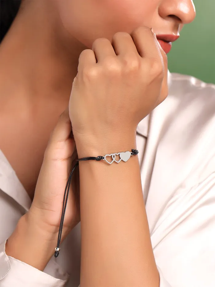 Necklaces Yellow Chimes Yellow Chimes Bracelet for Women and Girls Fashion Silver Sister Bracelets for Women Girls 3 Pcs Heart Shaped Best Sister Bracelets Set Gift for Sister Bracelets Combo
