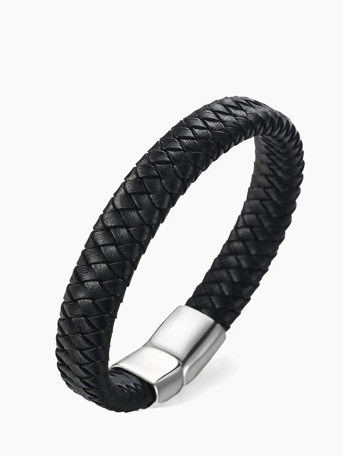 Necklaces Yellow Chimes Yellow Chimes Bracelets for Men and Boys Black Leather Bracelet for Men MagneticClasp Genuine Leather Wrap Bracelets for Men Birthday Gift for Men and Boys Anniversary Gift for Husband