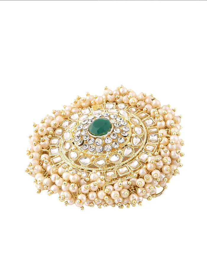Necklaces Yellow Chimes Yellow Chimes Bun Pins for Women Gold Toned Kundan and Beads Studded Ambada Juda Pin Bun Pins for Women and Girls