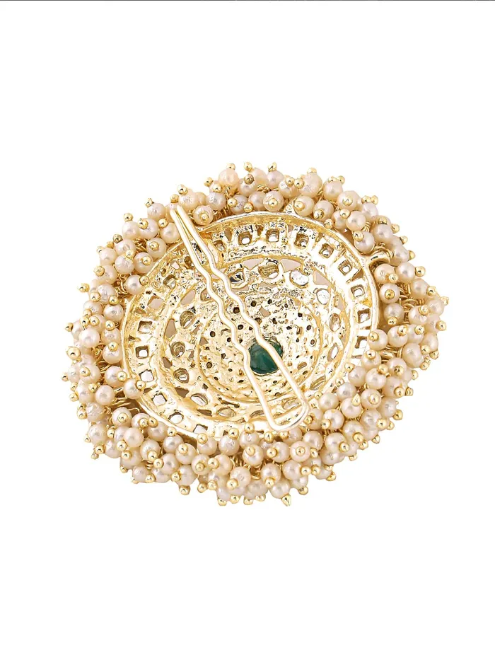 Necklaces Yellow Chimes Yellow Chimes Bun Pins for Women Gold Toned Kundan and Beads Studded Ambada Juda Pin Bun Pins for Women and Girls