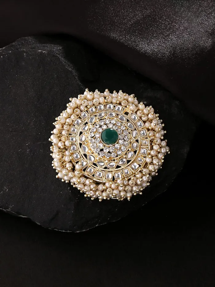 Necklaces Yellow Chimes Yellow Chimes Bun Pins for Women Gold Toned Kundan and Beads Studded Ambada Juda Pin Bun Pins for Women and Girls