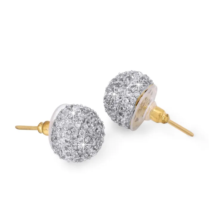 Necklaces Yellow Chimes Yellow Chimes Classic White ADAmerican Diamond Studded 18k Gold Plated HandCrafted Circle Stud Earrings for Women Girls