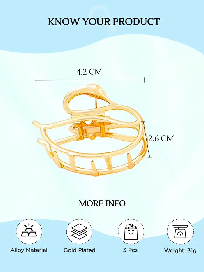 Necklaces Yellow Chimes Yellow Chimes Claw Clips for Women Hair Clutches for Women Hair Accessories For Women Set of 3 Pcs Claw Clip Golden Clutchers for Hair Clutcher for women and Girls Gift for Women Girls