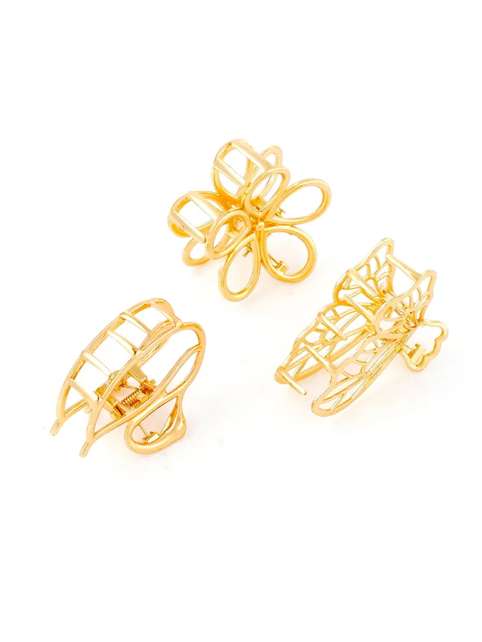 Necklaces Yellow Chimes Yellow Chimes Claw Clips for Women Hair Clutches for Women Hair Accessories For Women Set of 3 Pcs Claw Clip Golden Clutchers for Hair Clutcher for women and Girls Gift for Women Girls