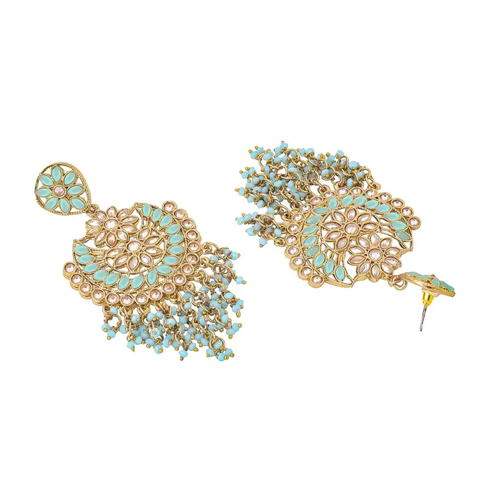 Necklaces Yellow Chimes Yellow Chimes Earrings for Women and Girls Kundan Chandbali Gold Plated Kundan Studded Beads Drop Chandbali Earrings Birthday Gift for girls and women Anniversary Gift for Wife