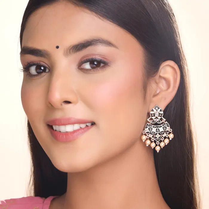 Necklaces Yellow Chimes Yellow Chimes Earrings for Women and Girls Meenakari Chandbali Gold Plated Black Pink Meenakari Chandbali Earrings Birthday Gift for girls and women Anniversary Gift for Wife