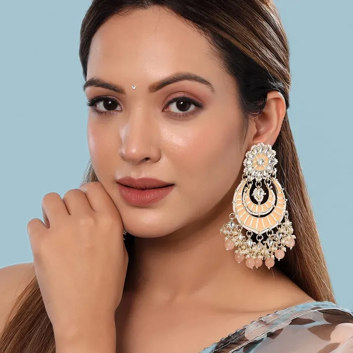 Necklaces Yellow Chimes Yellow Chimes Earrings for Women and Girls Meenakari Chandbali Gold Plated Pink Meenakari Chand Baliyan Earrings Birthday Gift for girls and women Anniversary Gift for Wife