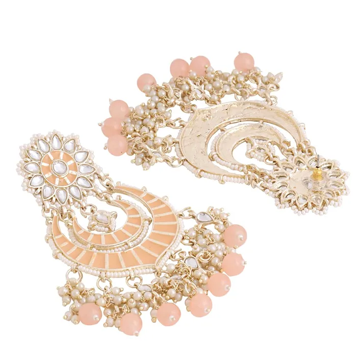 Necklaces Yellow Chimes Yellow Chimes Earrings for Women and Girls Meenakari Chandbali Gold Plated Pink Meenakari Chand Baliyan Earrings Birthday Gift for girls and women Anniversary Gift for Wife
