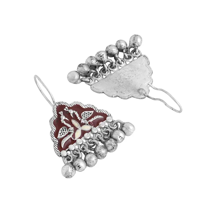 Necklaces Yellow Chimes Yellow Chimes Earrings for Women and Girls Meenakari Drop Earrings Silver Tone Maroon Meenakari Drop Earrings Birthday Gift for girls and women Anniversary Gift for Wife