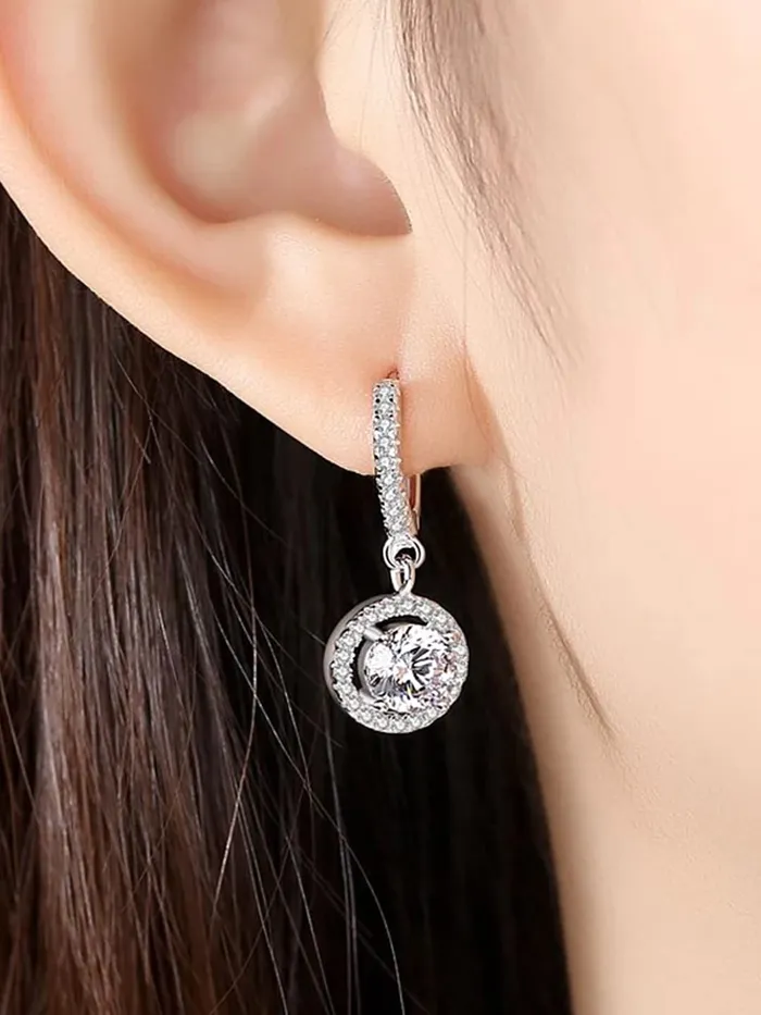 Necklaces Yellow Chimes Yellow Chimes Earrings for Women and Girls Silver Crystal Drop Earrings Silver Toned Crystal White Drop Hoop Earrings for women Birthday Gift for girls and women Anniversary Gift for Wife