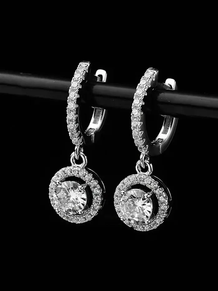 Necklaces Yellow Chimes Yellow Chimes Earrings for Women and Girls Silver Crystal Drop Earrings Silver Toned Crystal White Drop Hoop Earrings for women Birthday Gift for girls and women Anniversary Gift for Wife