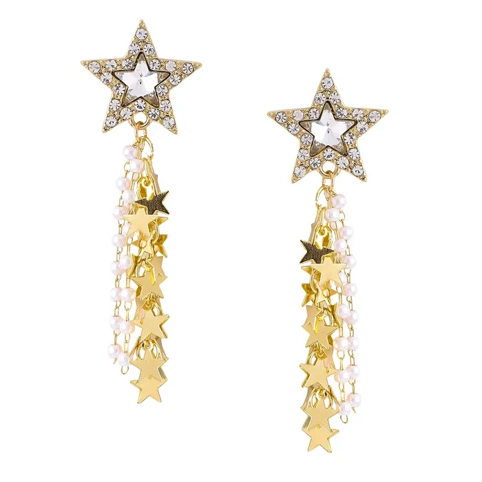 Necklaces Yellow Chimes Yellow Chimes Earrings For Women Gold Tone Crystal Studded Star Long Multilayer Chain Tassel Pearl Drop Dangler Earrings For Women and Girls Necklaces Yellow Chimes Yellow Chimes Earrings For Women Gold Tone Crystal Studded Star Long Multilayer Chain Tassel Pearl Drop Dangler Earrings For Women and Girls