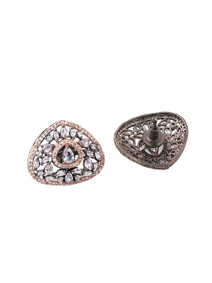Necklaces Yellow Chimes Yellow Chimes Earrings for Women Silver Toned ADAmrican Diamond Crystal Studded Stud Earring for Women and Girls