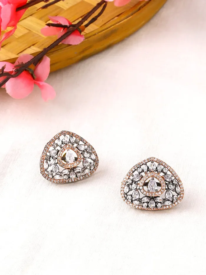 Necklaces Yellow Chimes Yellow Chimes Earrings for Women Silver Toned ADAmrican Diamond Crystal Studded Stud Earring for Women and Girls