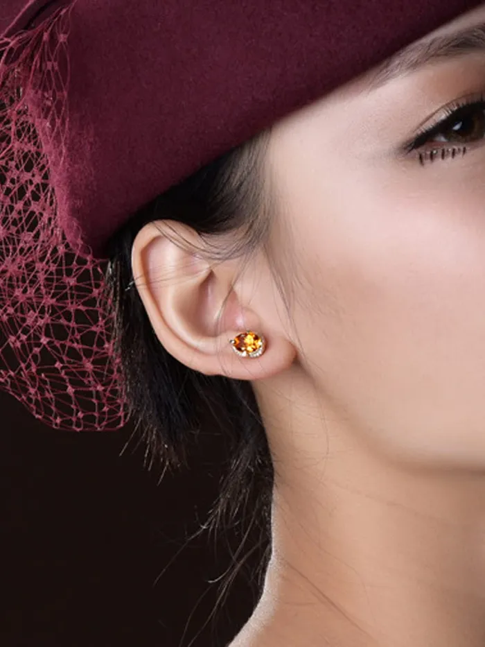 Necklaces Yellow Chimes Yellow Chimes Earrings for Women with Yellow Crystal Studded Goldtoned Glamour Spark Stud Earrings For Women Girls