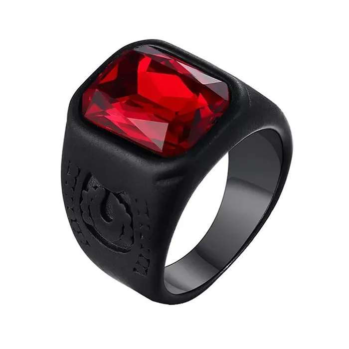 Necklaces Yellow Chimes Yellow Chimes Elegant Stainless Steel Western Red Stone Studded Black Ring for Men and Boys YCFJRG206SQSTNRD Necklaces Yellow Chimes Yellow Chimes Elegant Stainless Steel Western Red Stone Studded Black Ring for Men and Boys YCFJRG206SQSTNRD